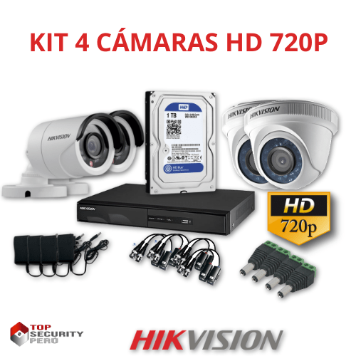 Kit 4 Cámaras de Vigilancia Hikvision Hd 720P 1Tb P2p Kit de