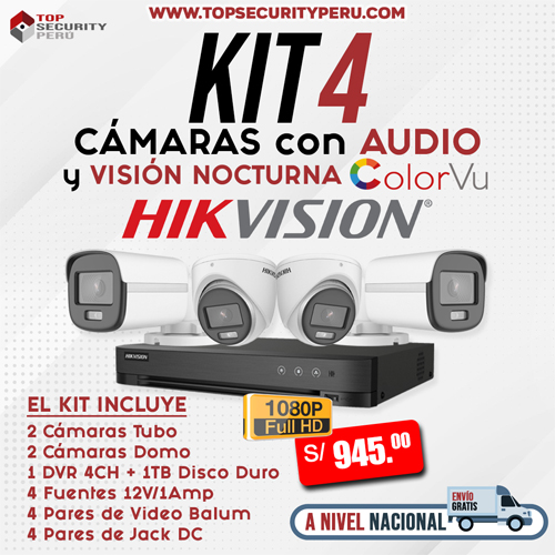 Kit Seguridad Hikvision 4 Camaras Vision Nocturna A Color !!