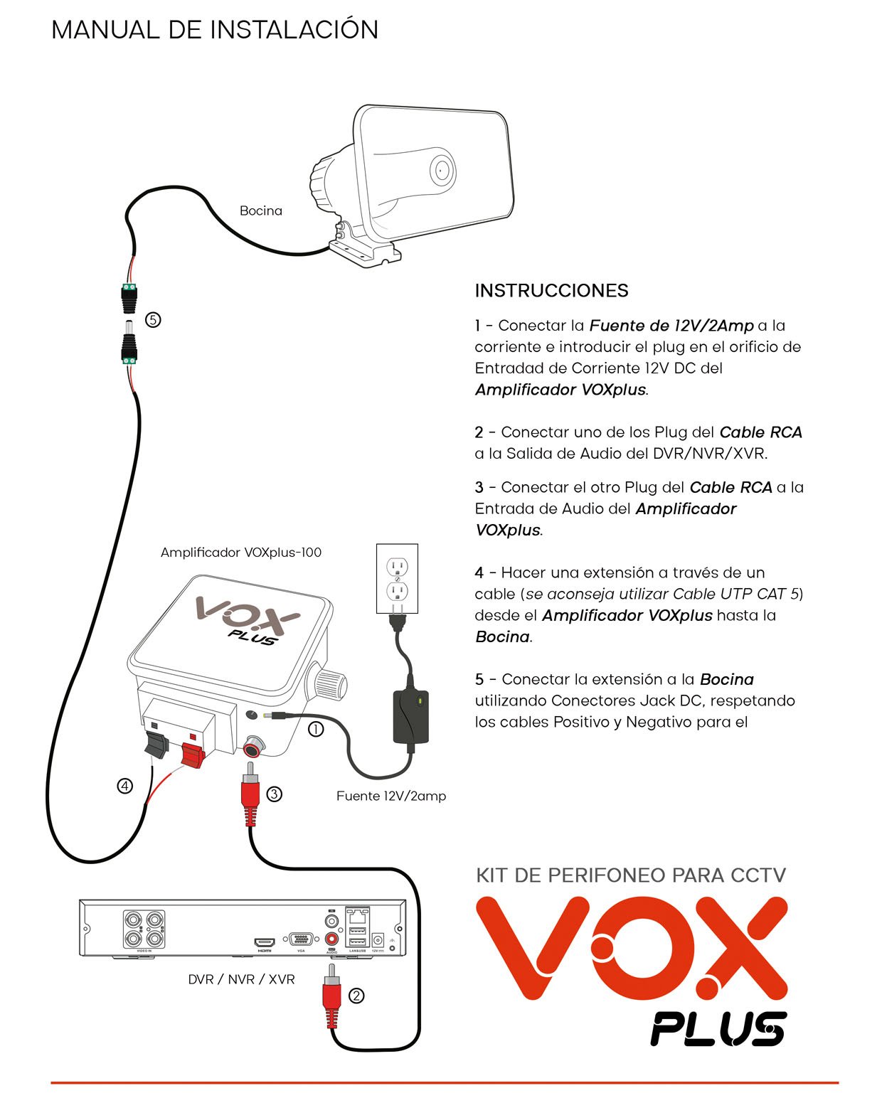 Kit de Perifoneo VOXplus para CCTV 4 Manual VOXplus